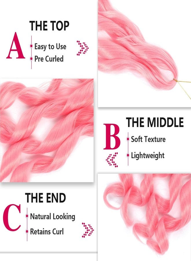 conrora French Curly Braiding Hair 24 Inch Pink Color - Pre Stretched Bouncy Braiding Hair- Loose Wavy Synthetic Hair Extensions For Black Women (24 inch 2 packs, Pink) - Image 3